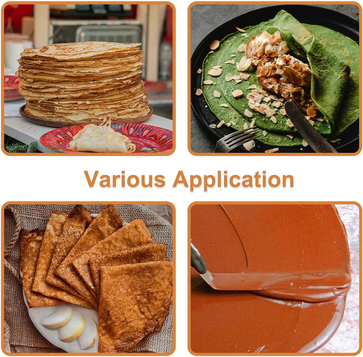 2 Pack Crepe Spreader Kit, Stainless Steel T-Shaped Batter Spreaders, Pancake Tool, Crepes Sticks Fit Any Crepe Pan Maker, 1 Large 7" + 1 Small 5"