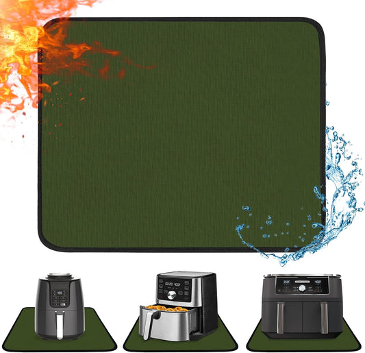 Heat Resistant Mat for Air Fryer, 16 x 20in Countertop Protector, Fireproof Silicone Appliance Slider Mat for Air Fryer, Coffee Maker, Toaster, Oven - Green