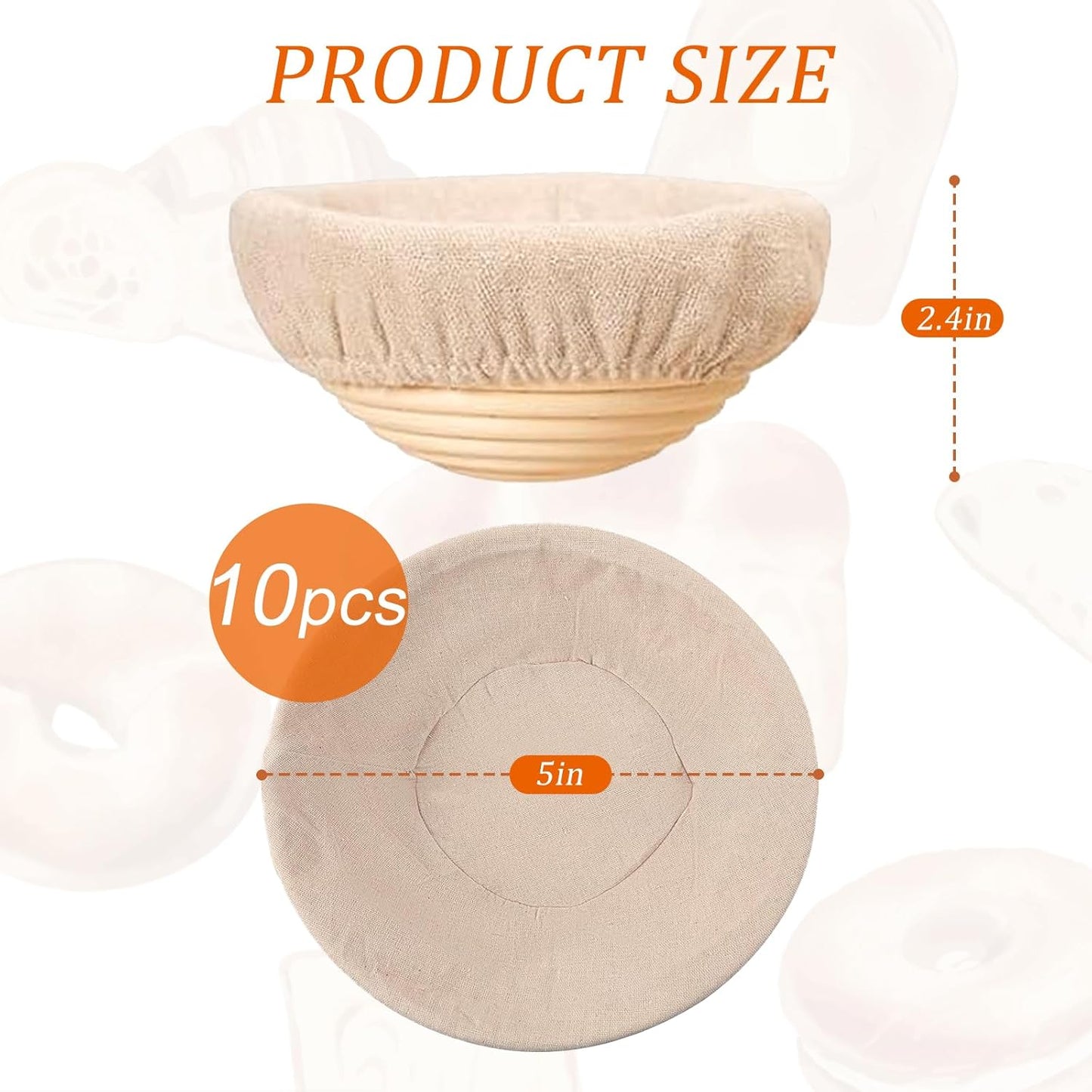 5 inch Round Mini Banneton Bread Proofing Basket Sourdough Bread Baking Supplies Set of 10 Sourdough Starter Kit Baking Gifts