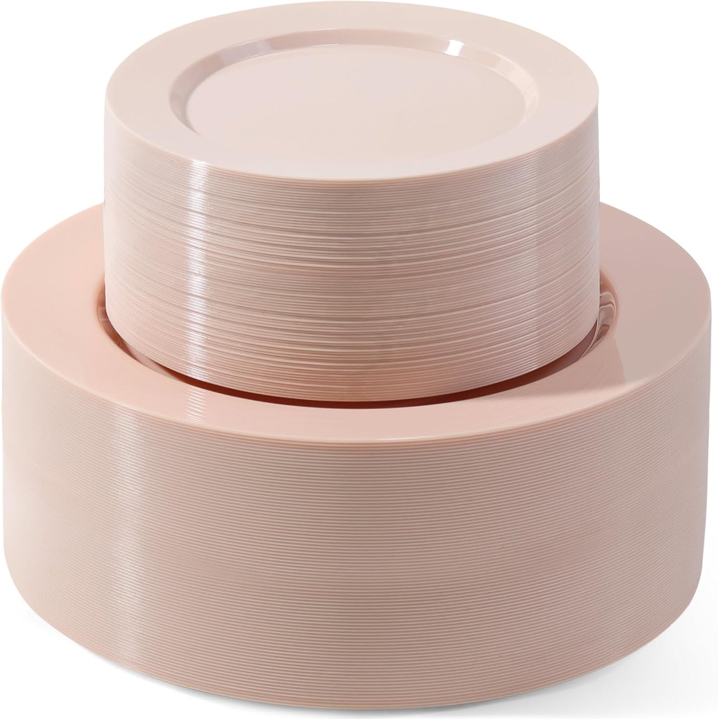 200 PCS Pink Plastic Plates, Plastic Disposable Plates Include 100 Dinner Plate and 100 Dessert Plate Perfect for Holiday, Birthday, Wedding & Party