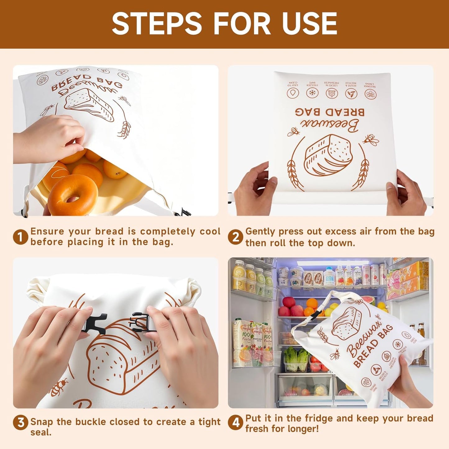 2 Packs Beeswax Bread Bags for Homemade Bread Sourdough, XL Linen Reusable Bread Bag for Homemade bread, Sourdough Bread Storage Bags to Keep Fresh - 17x13 Inch