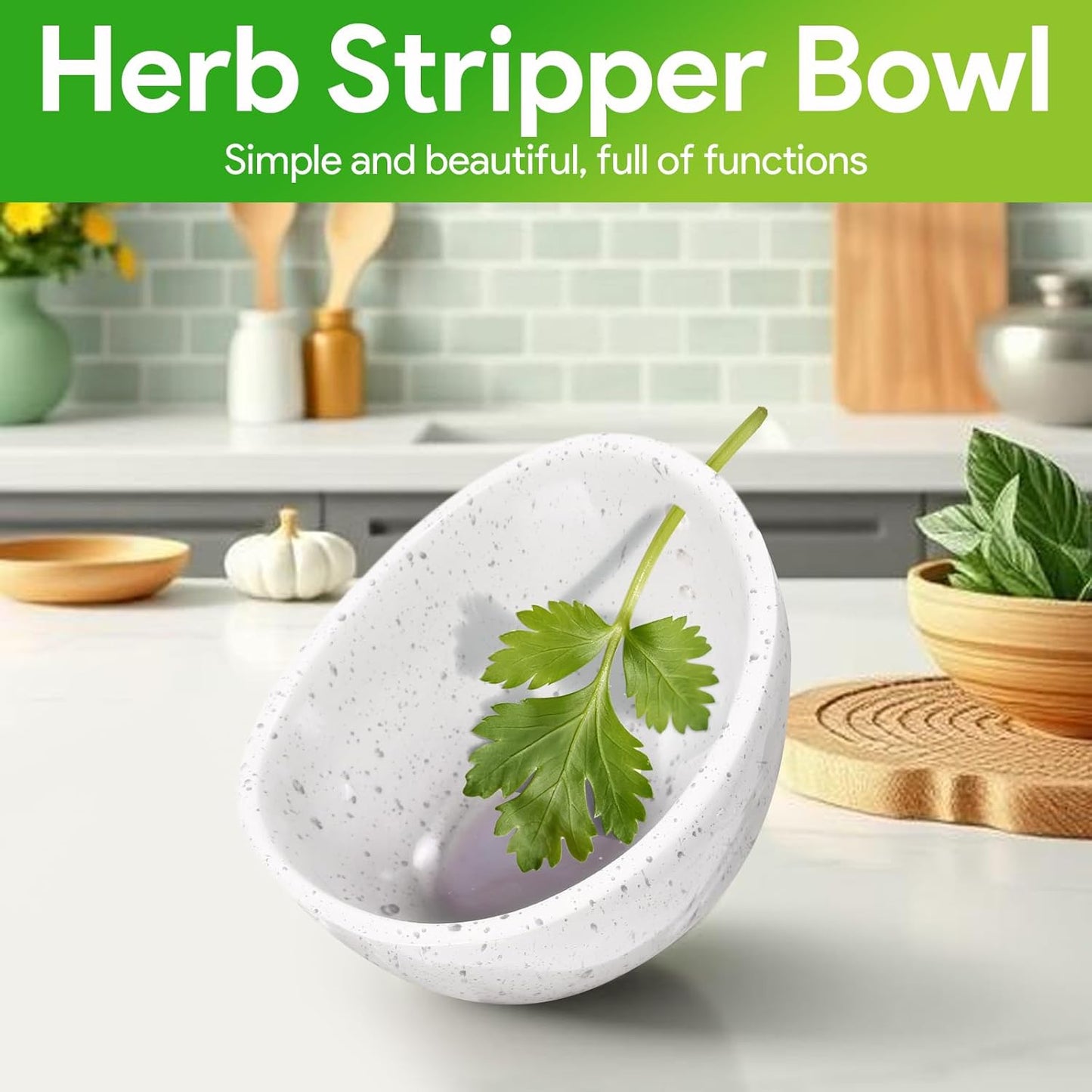 Herb Stripper, Herb Stripper Bowl, Small Ceramic Bowls, Handmade Different Round Hole Sizes Efficient Kitchen Tool for Separating Leaves and Stems,Salads & Cooking (White)