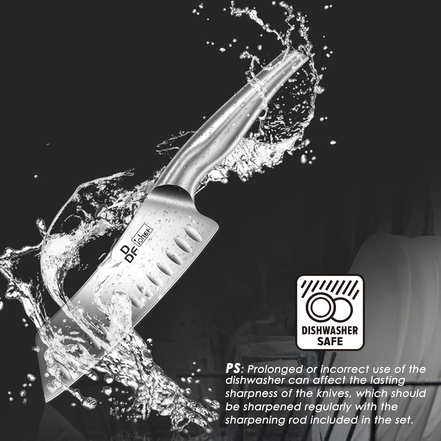 Kitchen Knife Set with Block, DDF iohEF 16 PCS Knife Sets for Kitchen with Block Japanese Stainless Steel, Ultra Sharp Chef Knife Set with Sharpener