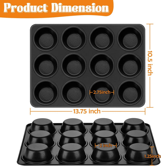 TeamFar Muffin Pan, 12 Cup Muffin Tin Cupcake Baking Pan with Stainless Steel Core & Nonstick Coating,for Making Mini Cakes Tarts, Healthy & Welded Firmly, Oven Safe & Anti-melt, Easy Release & Clean