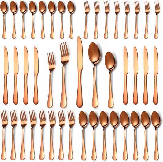 40 Pcs Rose Gold Silverware Set for 8, Food Grade Stainless Steel Flatware Set, Eating Utensils Sets Include Fork/Knife/Spoon,Home Kitchen Tableware Set, Reusable Cutlery Set, Dishwasher Safe