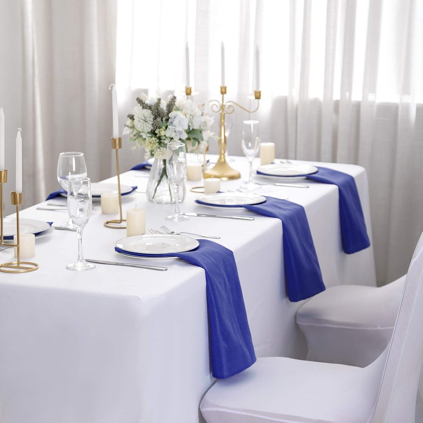 Bailarina Cloth Napkins Set of 40,17x17 inches Dinner Napkins Cloth Washable,Polyester Square Table Cloth Napkin Bulk with Hemmed Edges Ideal for Banquets, Parties and Weddings-Royal Blue