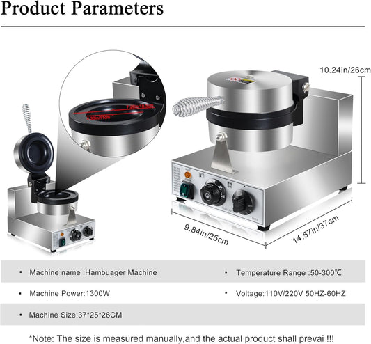 Ice Cream Burger Maker, UFO Burger Maker, Ice Cream Filling Waffle Maker, Hamburger Waffle Maker Sandwich Press Non-stick Panini press waffle machine 110V Gelato Panini Press machine