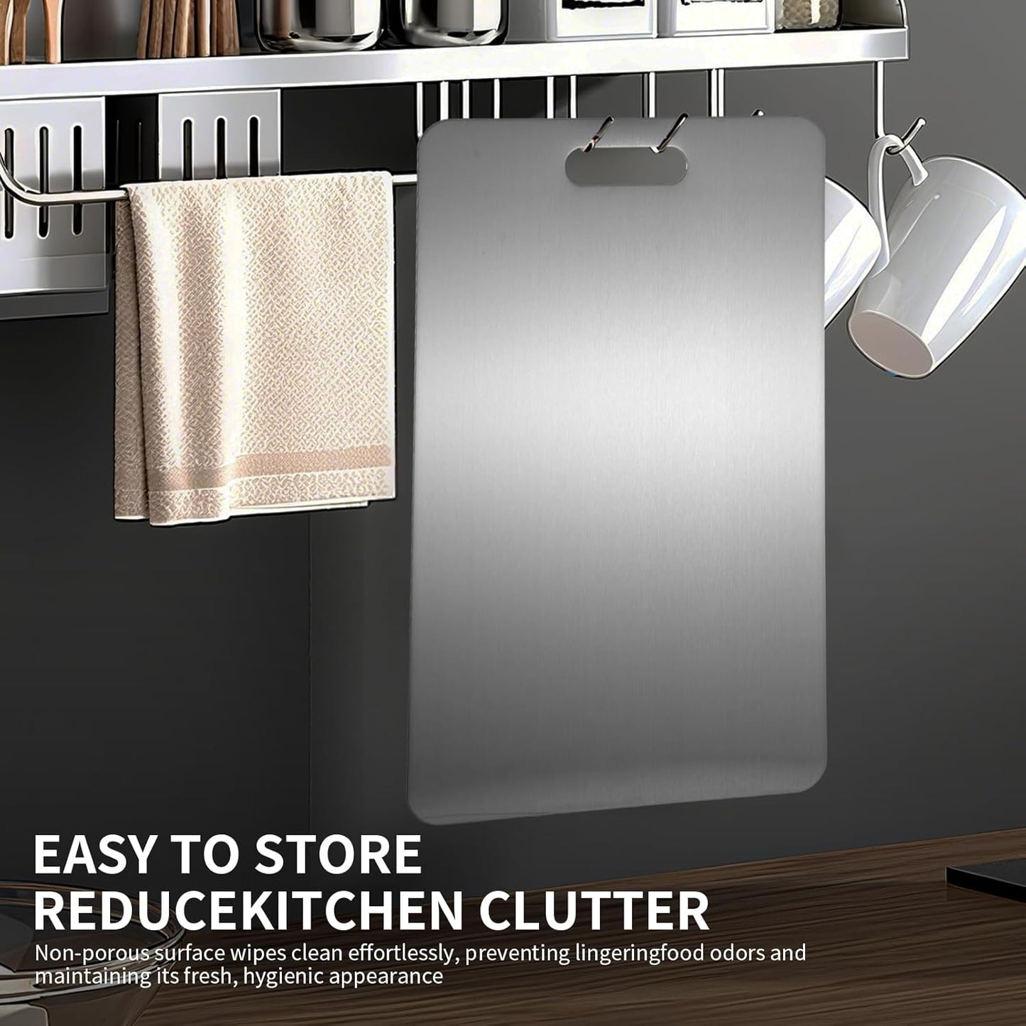 Katuchef Titanium Cutting Board 2025 New Upgrade Pure Titanium Cutting Boards for Kitchen Double Sided Cutting Boards Non Toxic,Hygiene Durable Chopping Board Suitable for Dishwasher Safe(15.35*11.02)