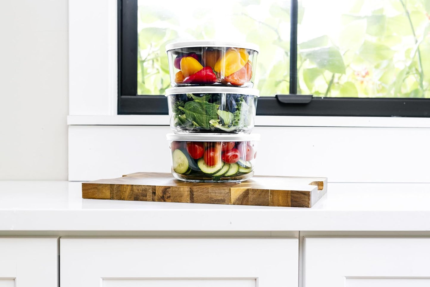 DURA LIVING 6-Piece Glass Food Storage Containers Set (3 Containers + 3 BPA-Free Lids) | 4-Cup, Leakproof | Microwave, Freezer, Oven & Dishwasher Safe | Ideal for Meal Prep & Pantry Organization