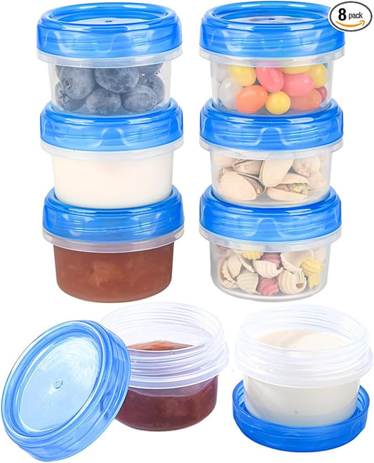 Salad Dressing Containers, [8 Pack*2 oz] Reusable Easy to Open Dressing, Condiment, Sauce, Dip Containers to Go With Leak-Proof Twist Top Lids, Bpa Free, Safe For Microwave, Freezer, Dishwasher