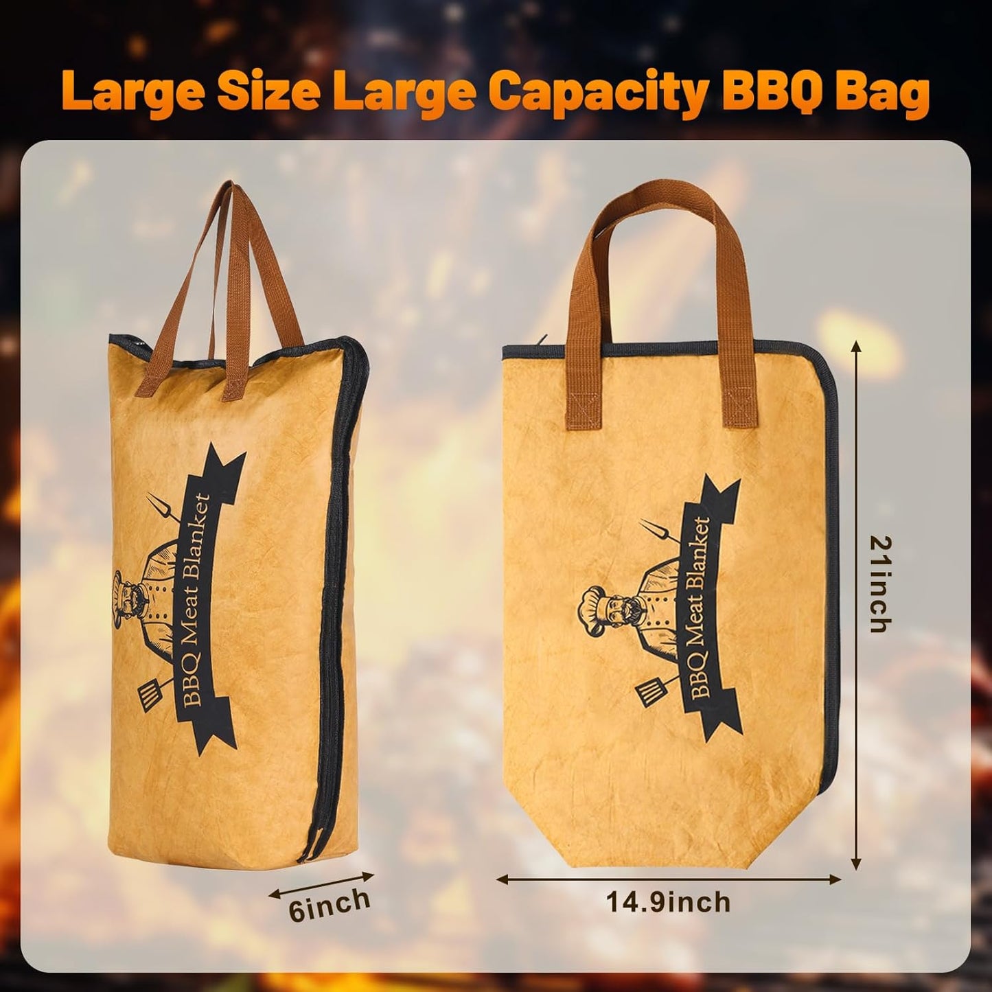 BBQ Blanket for Resting Meat, Reusable Smoker Meat Resting Blanket with Grilling Guide, Wide Mouth Smoker Grilling Meat Insulated Resting Bag for Longer Lasting Flavor and Juiciness (BBQ Blanket 21")