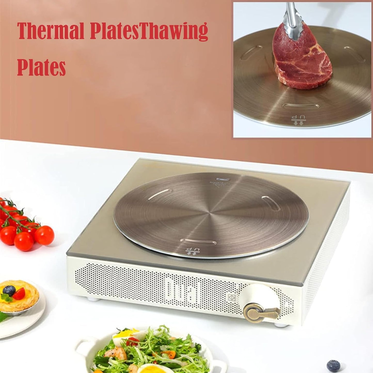 7.9 Inch Induction Converter Heat Sink Ring Plate, Stainless Steel Heat Sink Induction Plate with Stainless Steel Handle Converter