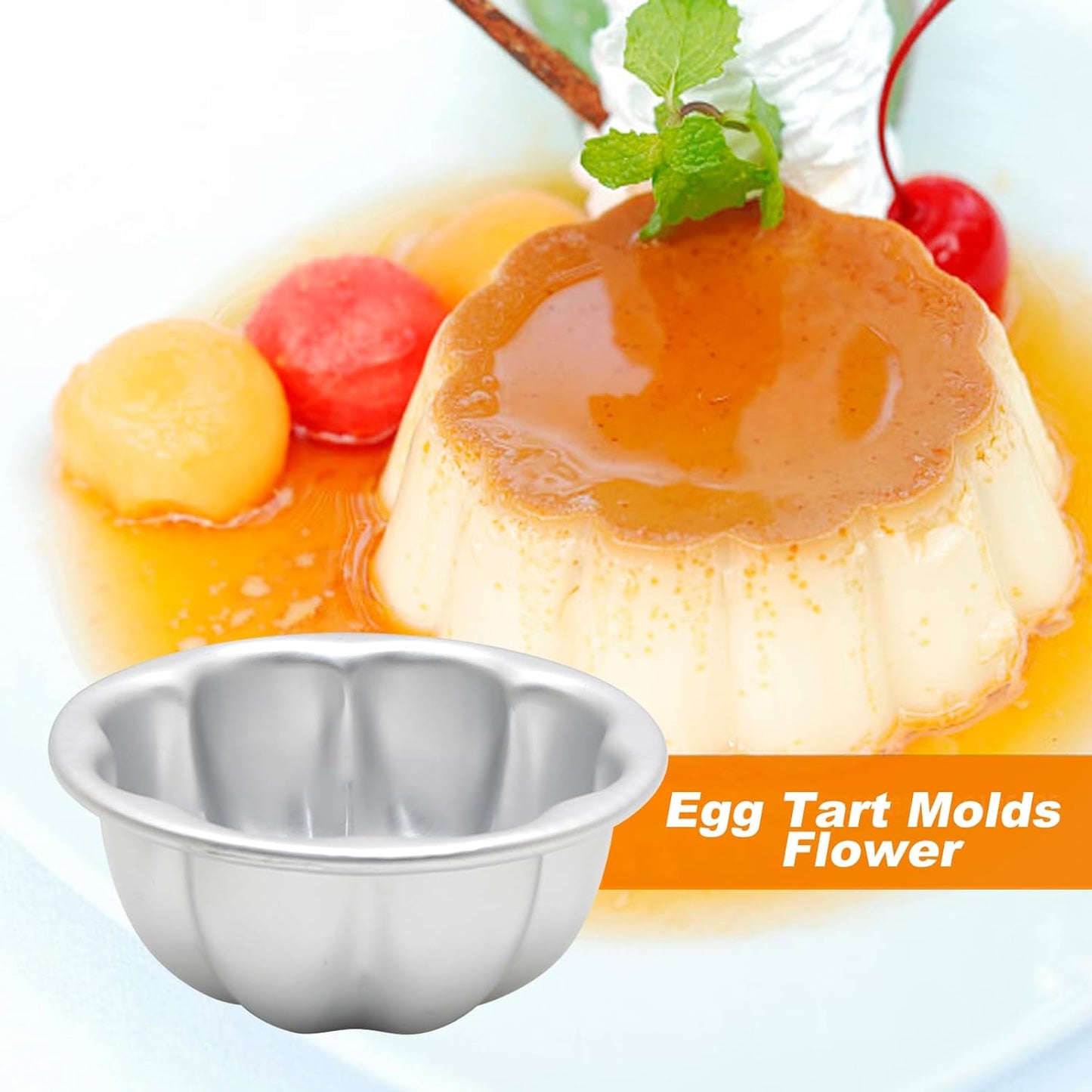 6 Pcs Egg Tart Molds Aluminum Alloy Cake Tartlets Baking Tool Flower Shape Non-stick Egg Tart Molds 3.5 X1.6inch Muffin Cupcake Pudding Baking Cup Maker