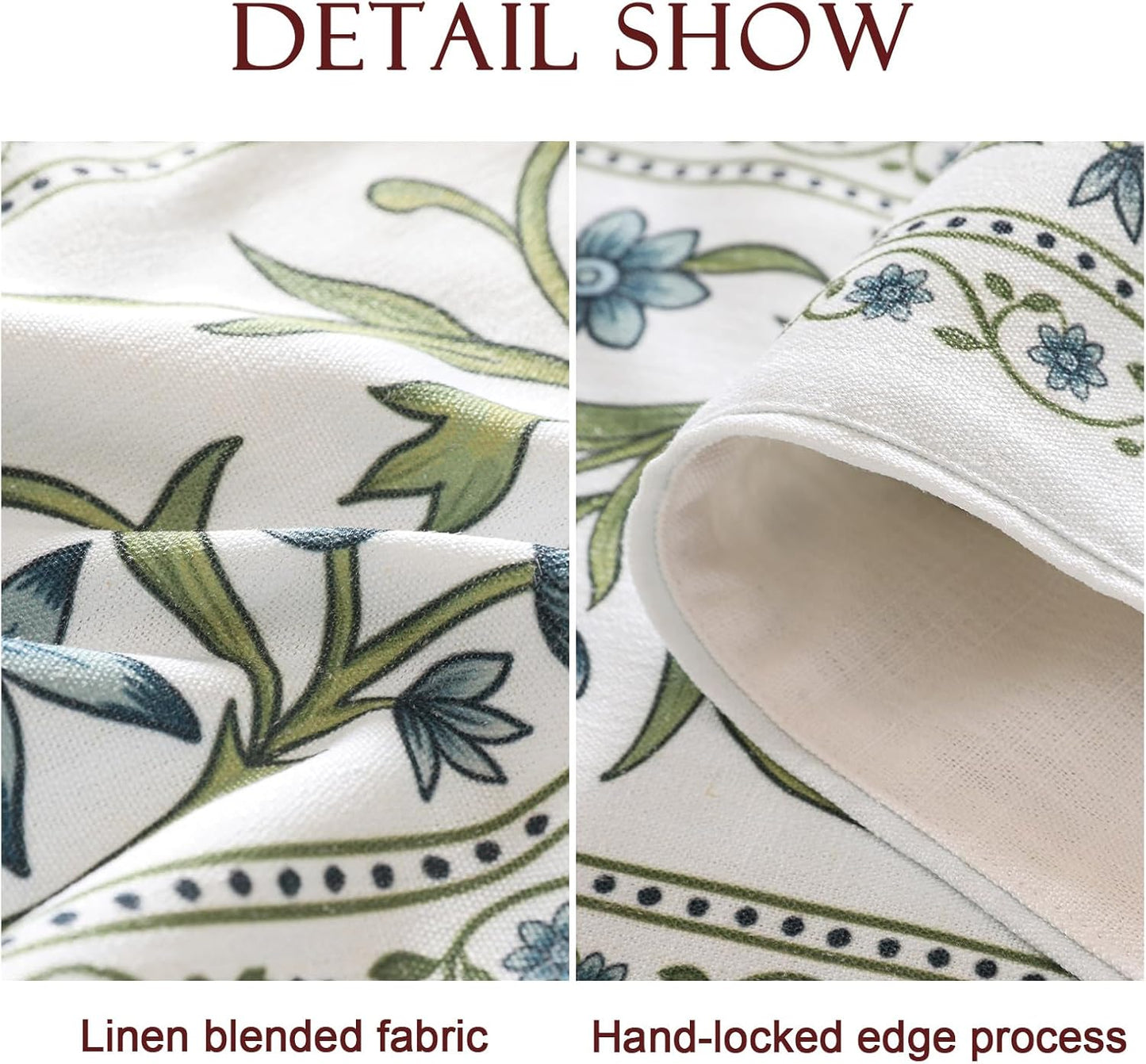 ISAENNE Designer Elegant Linen Table Runner 71 Inches Long,Vintage Blue Floral Pattern Decor Table Runners for Dining Tables,Kitchen Tables,Thanksgiving,Christmas,Banquet,12"*71"-Mosella E