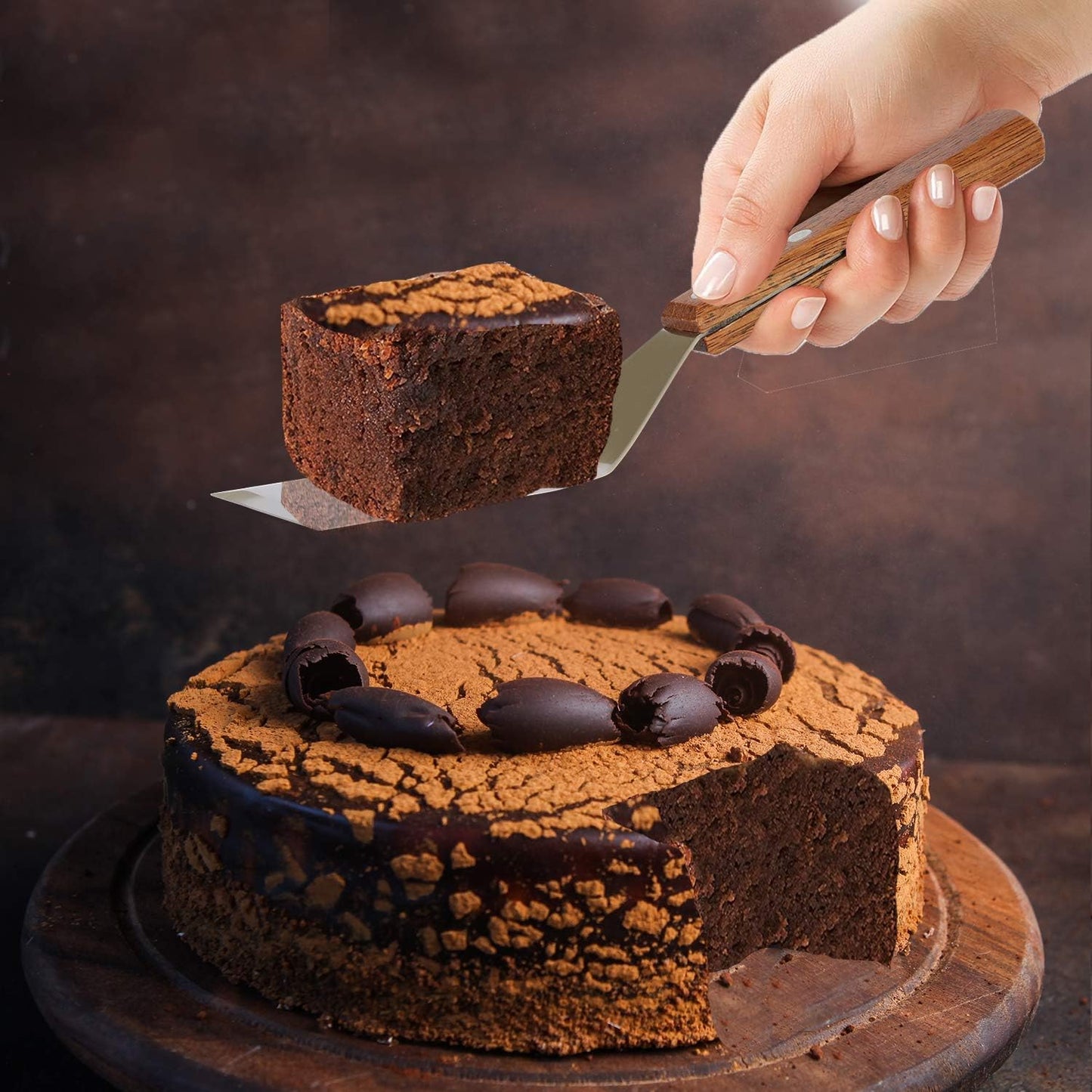 Homi styles Cookie/Brownie Spatula Small Metal Spatula With Merbau Wooden Handle | Heavy Duty Stainless Steel Flipper With Beveled Edges | Small Spatula Portable Cooking Turner Mini 2.5-Inch Blade