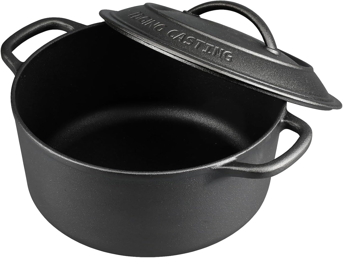 Pre-Seasoned Cast Iron Dutch Oven Pot with Lid Dual Handle, Sourdough Bread Baking Pots， Round 7 Quart, Black