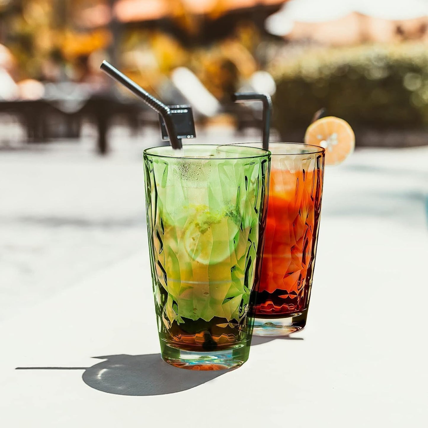 16 oz Plastic Tumblers Drinking Glasses, Clear Acrylic Drinking Cups Wine Glasses Beverage Cups Tumbler for Poolside Party, Outdoor&Indoor, Stackable, Dishwasher Safe, Easy to Clean, Large Capacity