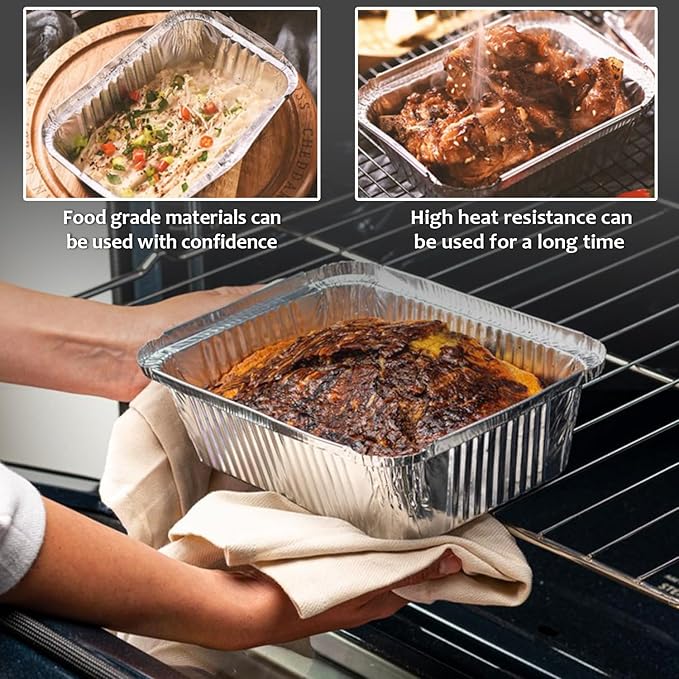 INFINITY EL Disposable Aluminum Foil Pan 25 Pack | Half Pan Extra 12.5" x 10.5" x 4" Deep Disposable Baking Pan | Heavy Duty Aluminum Foil Pan for Roasting Turkey, Lasagna, Thanksgiving, Christmas