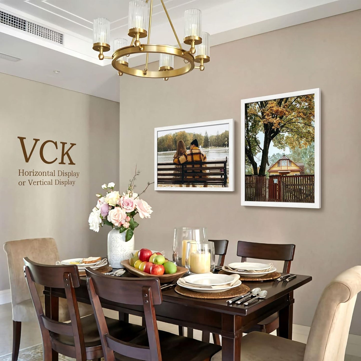 VCK 20x28 Solid Wood Poster Frame Set of 5,Textured Exclusive White Picture Frames, Wall Hanging