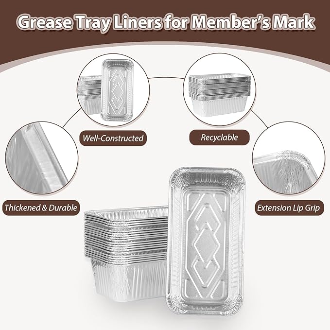 20-pack Drip Pan Liners for Members Mark 4-Burner Outdoor Flat Top Gas Griddle, Grease Tray for Member's Mark Pro-Series 5-Burner Gas Griddle & Sams Club 36 inch Griddle Disposable Aluminum Foil Pans