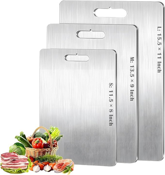 Premium Pure Titanium Cutting Board for Kitchen New Upgrade Double Sided Dust-free Cutting Board,Hygiene Durable Dishwasher Chopping Board for Meat, Vegetables & Fruits (L - 1Pack)