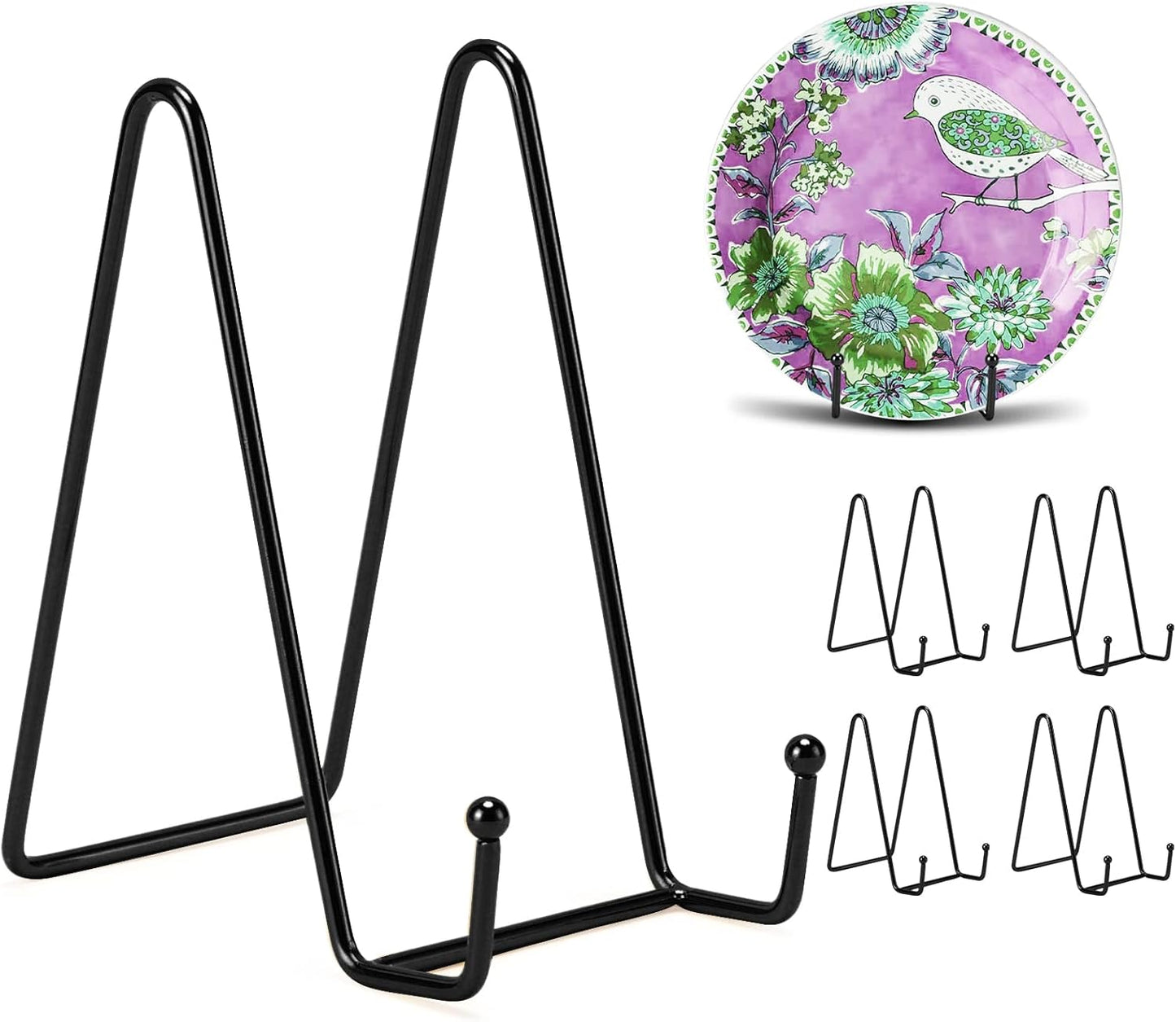 Kruodop 6 Inch Plate Stands for Display, 5 Pack Plate Holder Display Stand, Black Metal Frame Easel Holder Stand for Pictures,Book, Photo, Decorative Plate