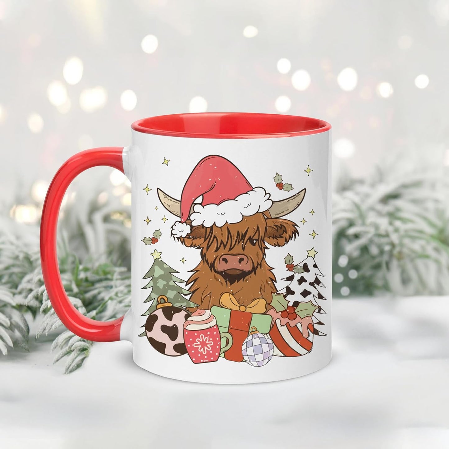 Hyturtle Highland Cow Coffee Mug 11oz - Highland Cow Cup Gift For Women On Christmas - Farm Animal Gifts