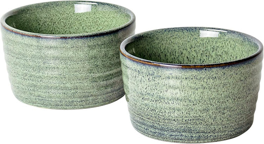 UNICASA Ramekin Set of 2, UNICASA 8 oz Creme Brulee Ramekins, Oven Safe Baking Set for Custard, Pudding, Souffle Cups, Reactive Green