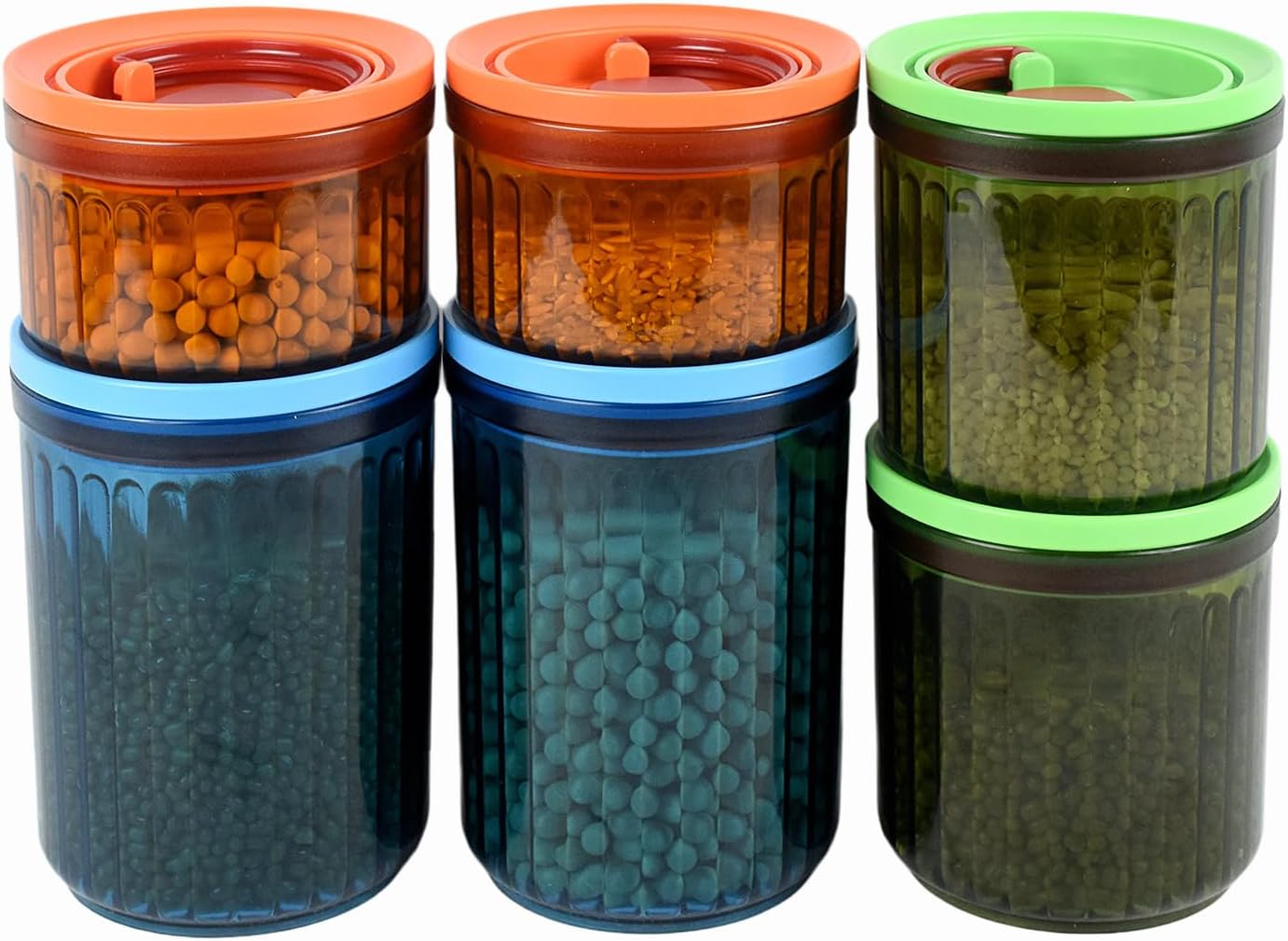 Airtight Food Storage Containers BPA-Free Stackable Air Tight Kitchen Pantry Organization Canisters Ideal for Storage Cereal Snack Flour Sugar Coffee Spaghetti (6pcs)