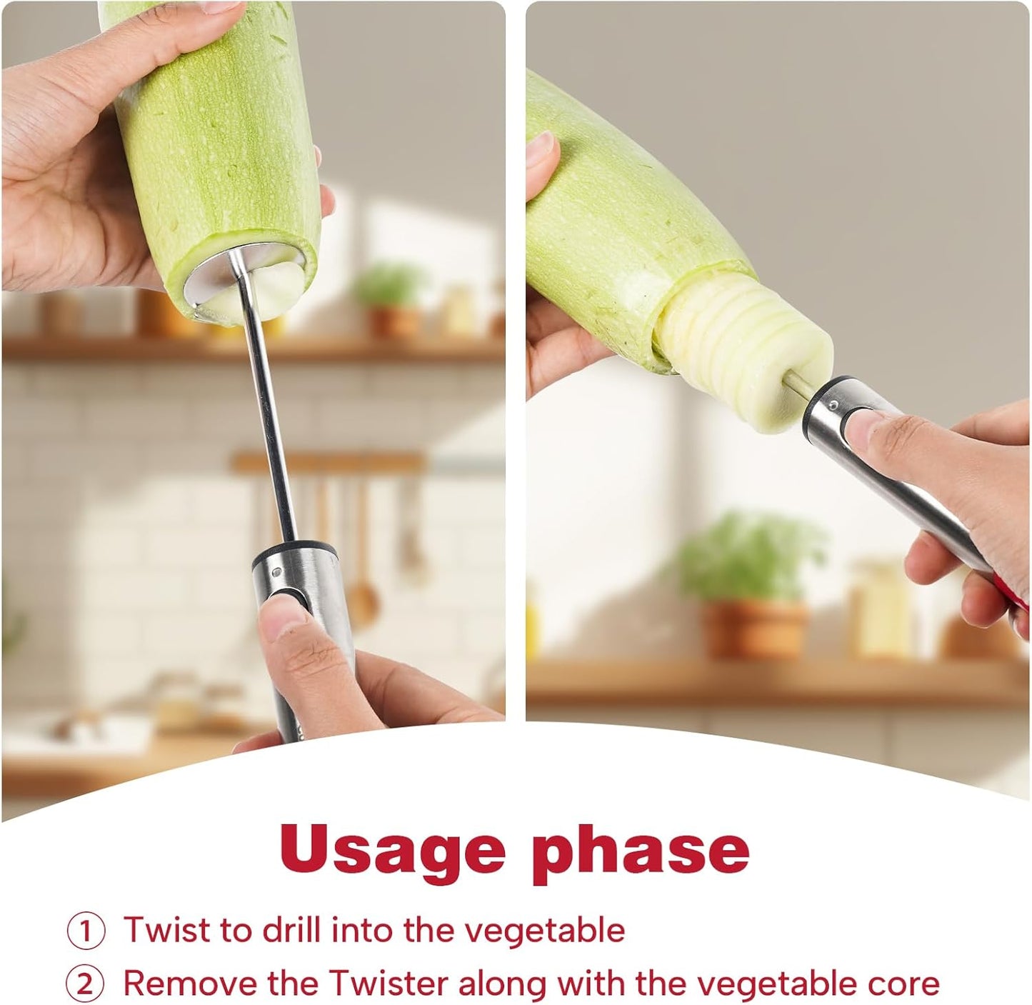 Cook Guy Vegetable Corer with Folding Fruit Knife - Multi-Purpose Sharp Blade Veggie Corer Drill for Zucchini, Potatoes, Carrots - Ergonomic Anti-Slip Handle, 4 Sizes for Coring and Hollowing