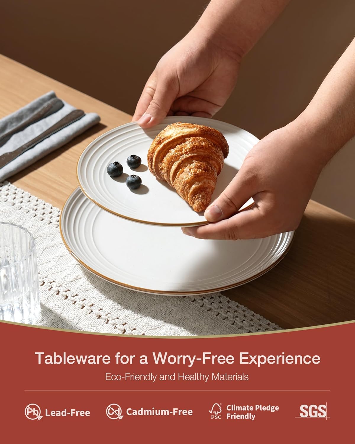 Famiware Jupiter Dinnerware Set, Plates and Bowls Dish Sets for 4 (12 Pieces), Microwave and Dishwasher Safe Stoneware Speckled Tableware, Chip and Scratch Resistant, White