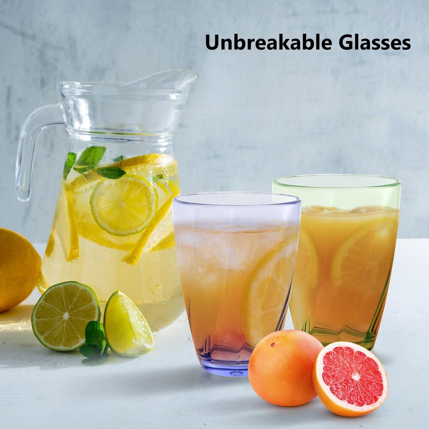 Topsky 12-ounce Plastic Water Tumblers | Set of 4 Colorful Unbreakable Drinking Glasses Clear Acrylic Reusable Juice Wine Cups for Home Picnic Party, Dishwasher Safe,Stackable