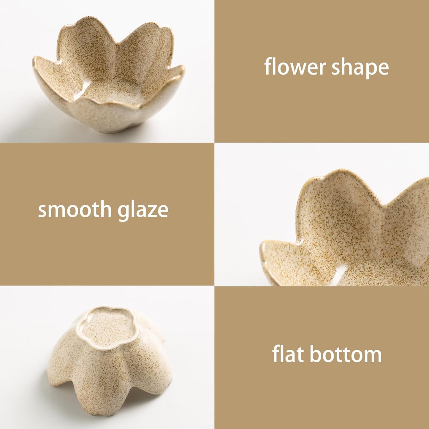 Flower Ring Holder Dish, Ceramic Jewelry Tray Dish, Small Trinket Dish, Jewelry Plate Bowl, Cute Jewlery Ring Holder Dish, Aesthetic Room Decor, Christmas Birthday Gifts for Women, 1 pack (camel)