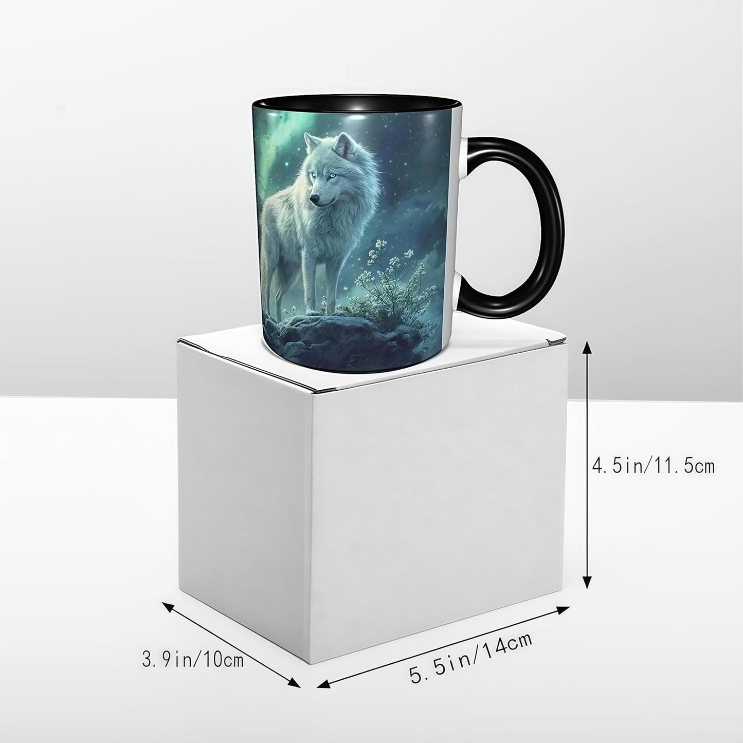 FyLybois Wolf Coffee Mug Ceramic Coffee Cup with Handle Microwave Safe for Home or Office Gifts for Women and Men