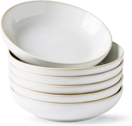 AmorArc 8.5'' Large Ceramic Pasta Bowls, 36oz Stoneware Pasta Serving Bowls Set of 6 for Kitchen, Wide Bowls for Pasta,Salad,Oatmeal, Microwave Safe, Reactive-Color