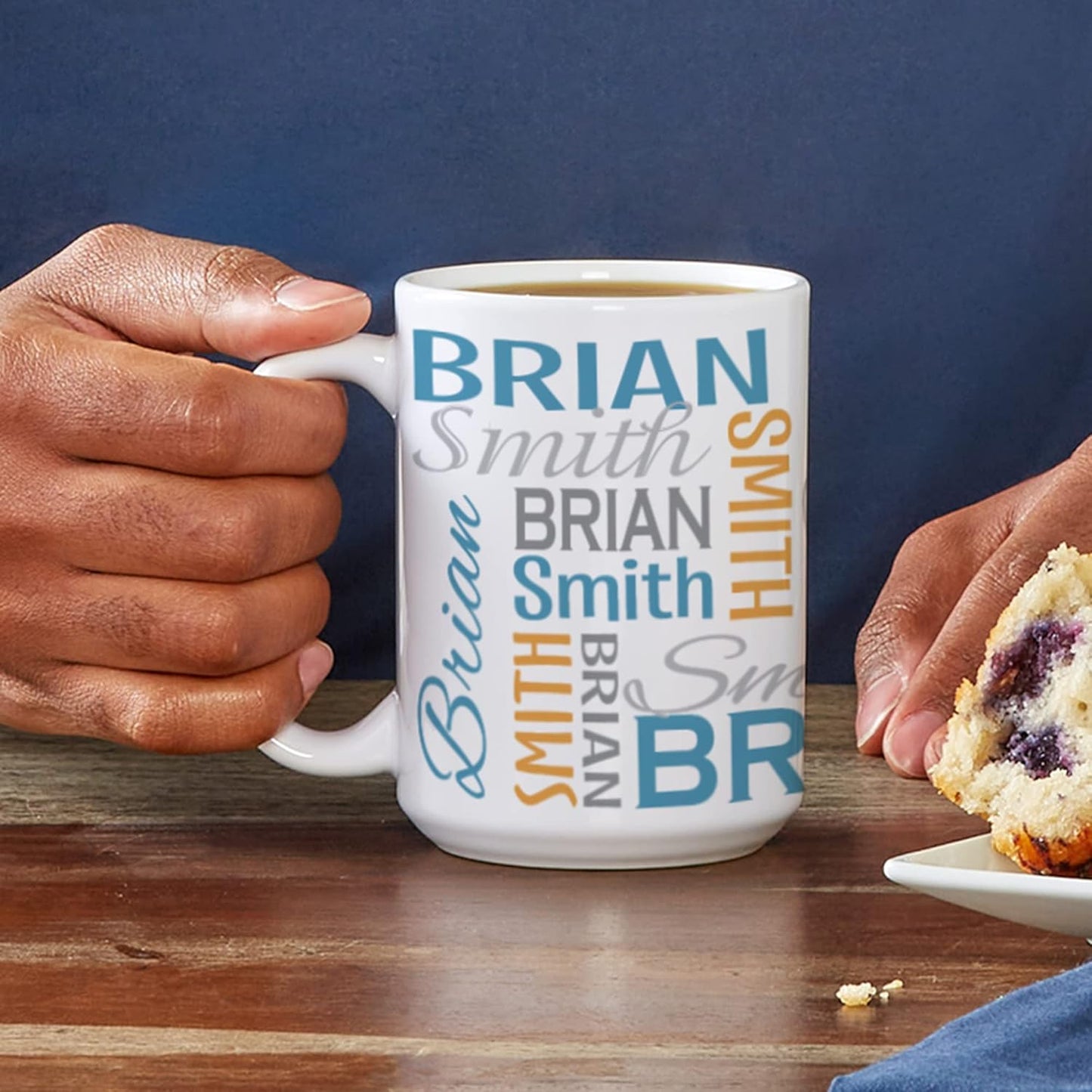 Let's Make Memories Personalized Your Name Signature Mug - Custom 15oz Coffee Mug - Stocking Stuffer - For Christmas - Teal/Green