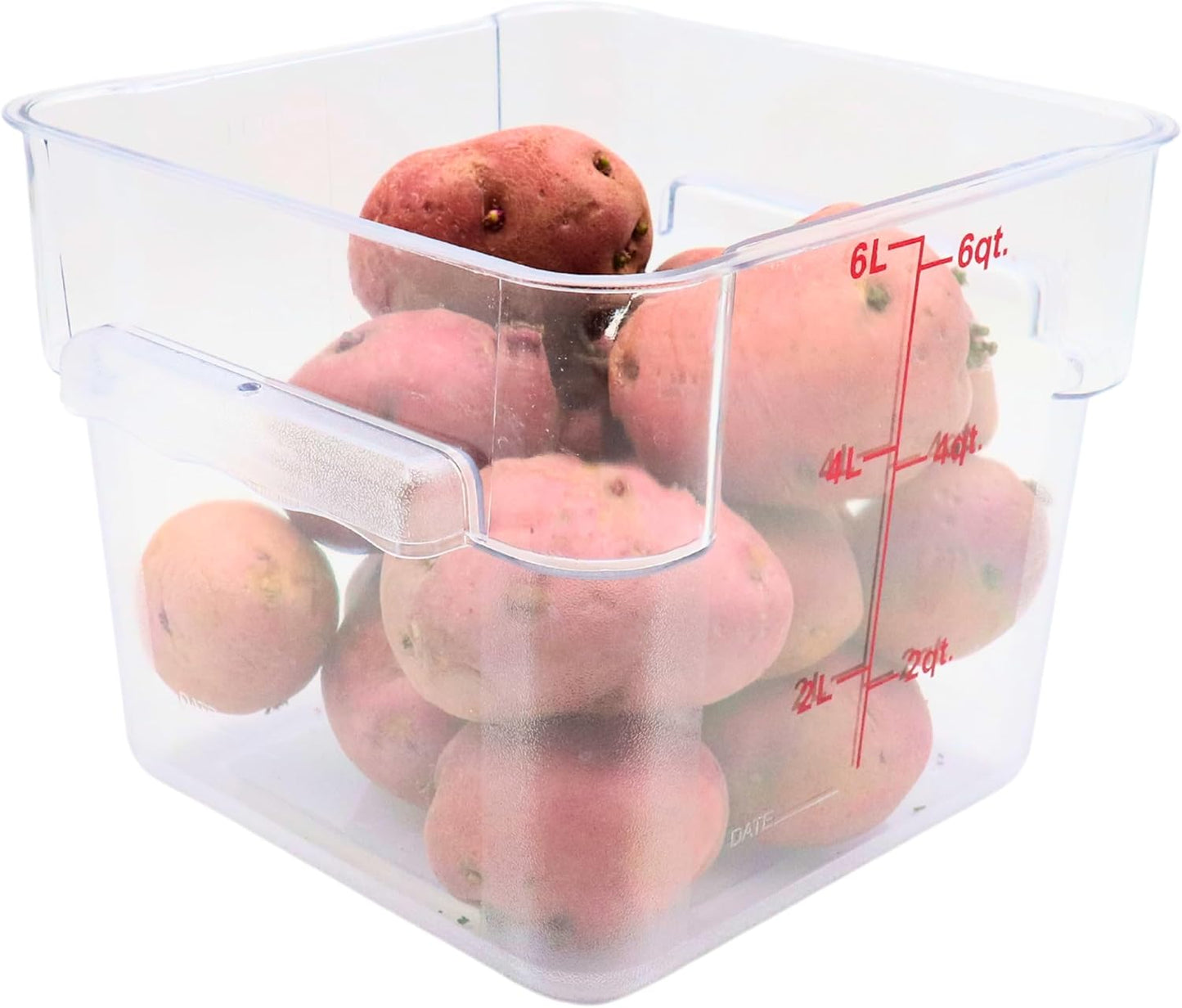 FSE Square Food Container, 6 Quart, Polycarbonate, Reusable, Clear, NSF, (LID SOLD SEPARATELY)