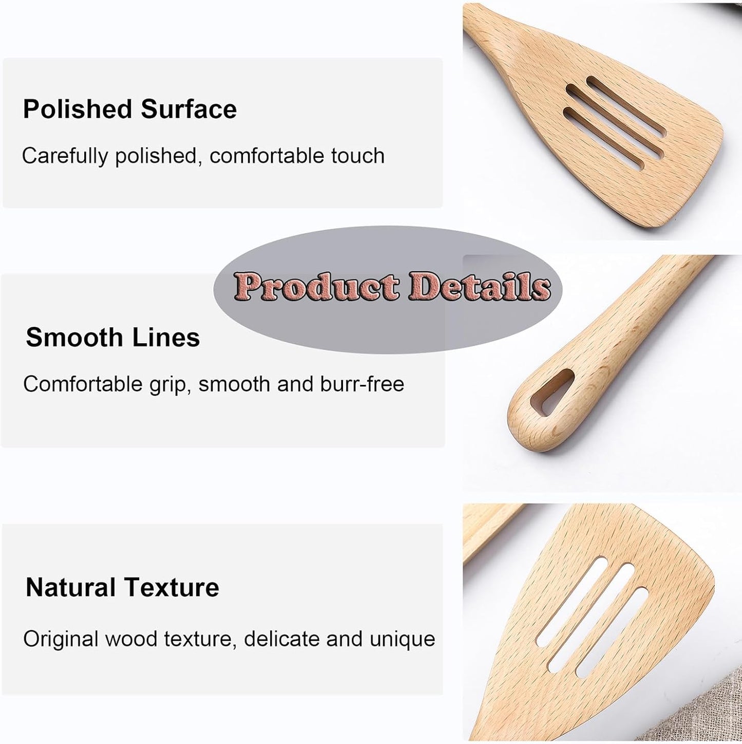 Wooden Spoon for Cooking 11.8 Inch Kitchen Slotted Spatula for Stirring Mixing Serving