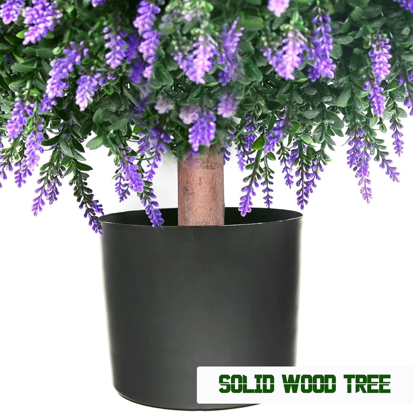 Real Touch 26" Artificial Lavender Trees (2-Pack) – Lifelike UV-Resistant Artificial Plant Featuring a Natural Wood Trunk – Perfect for Front Porch, Patio & Home Decor