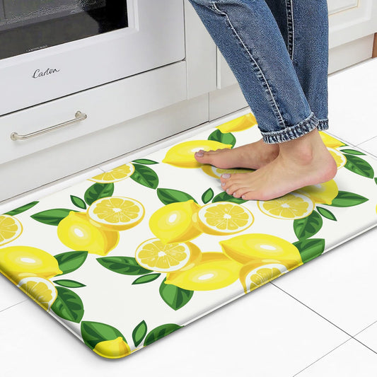 Lemon Kitchen Mats for Floor Anti Fatigue Mats for Kitchen Floor Cushioned Non Skid Washable Memory Foam Kitchen Rug and Mats for Bedroom Office Sink Laundry