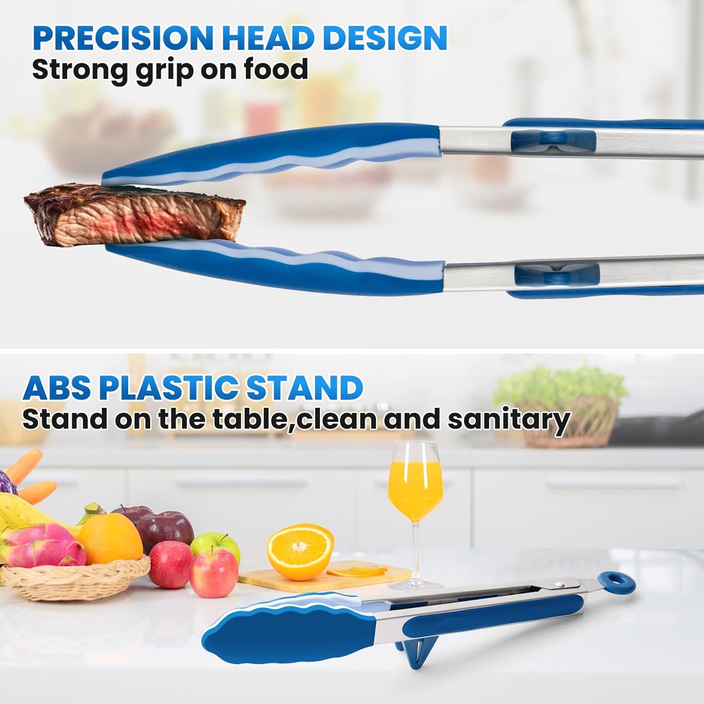 5-Pack Silicone Tongs for Cooking,Maywe Tanso 4PCS 13-Inch Kitchen Tongs with Silicone Tips,Nonstick Stainless Steel Tong for Steak Pie Pizza Pasta Spaghetti Salad BBQ Buffet,Plus Brush