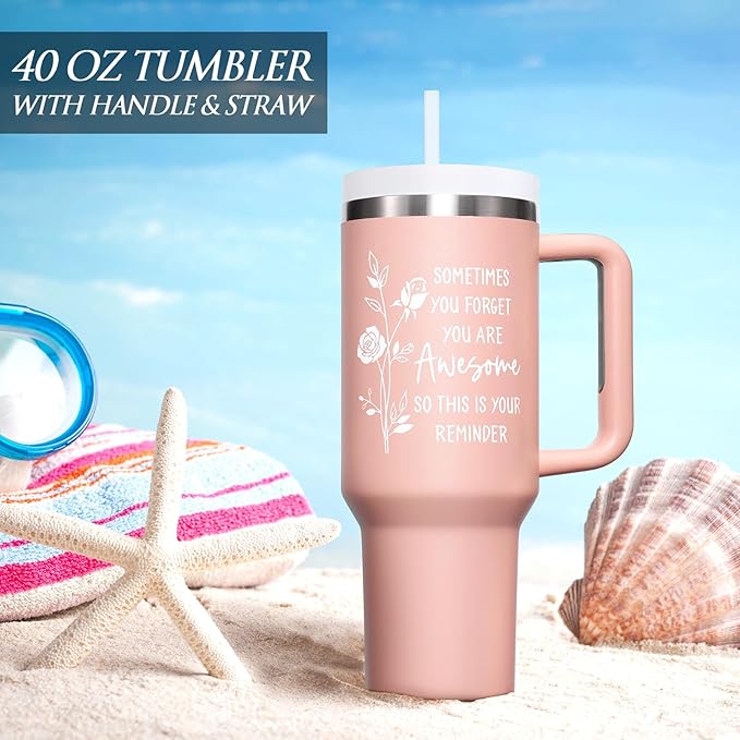Birthday Gifts for Women Friendship, 40 OZ Tumbler Christmas Inspirational Gift for Women Unique Thank You Gifts for Mom Friend Sister Employee Coworker Teacher Nurse Awesome Gift, Insulated Cup