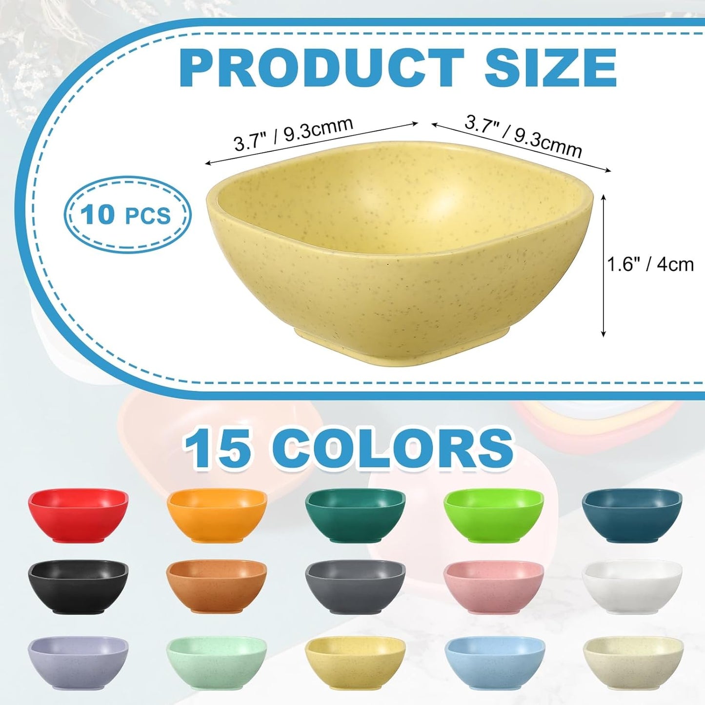 uxcell 10pcs Straw Dipping Bowls, Unbreakable Prep Bowls, Small Dessert Bowls for Side Dishes Snacks Fruits Appetizers, Yellow