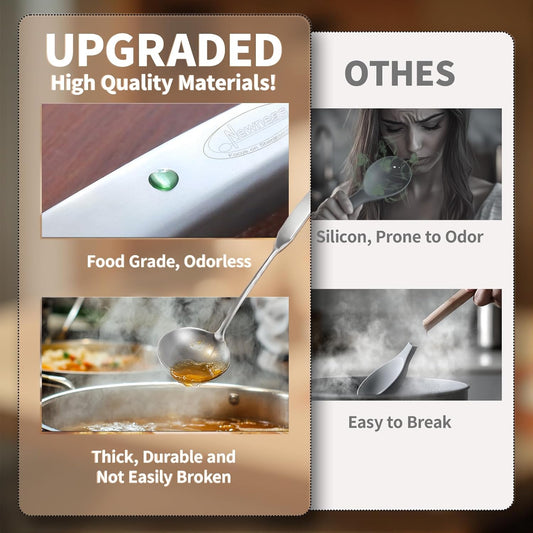 Newness 4 Pcs Cooking Utensils Set, 304 Stainless Steel Kitchen Utensils Set, Metal Kitchen Accessories, Include Soup Ladle, Slotted Skimmer Spoon, Spaghetti Spoon and Spatula, Dishwasher Safe