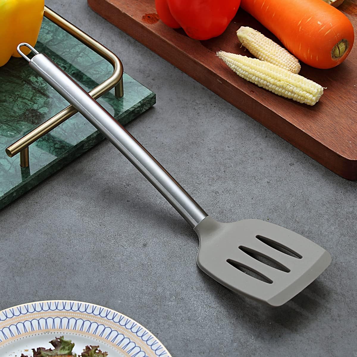 Berglander Spatulas, Non-stick Silicone Slotted Turner Turner For Cooking, Kitchen Spatula Barbecue Spatulas, Dishwasher Safe, Easy to Clean