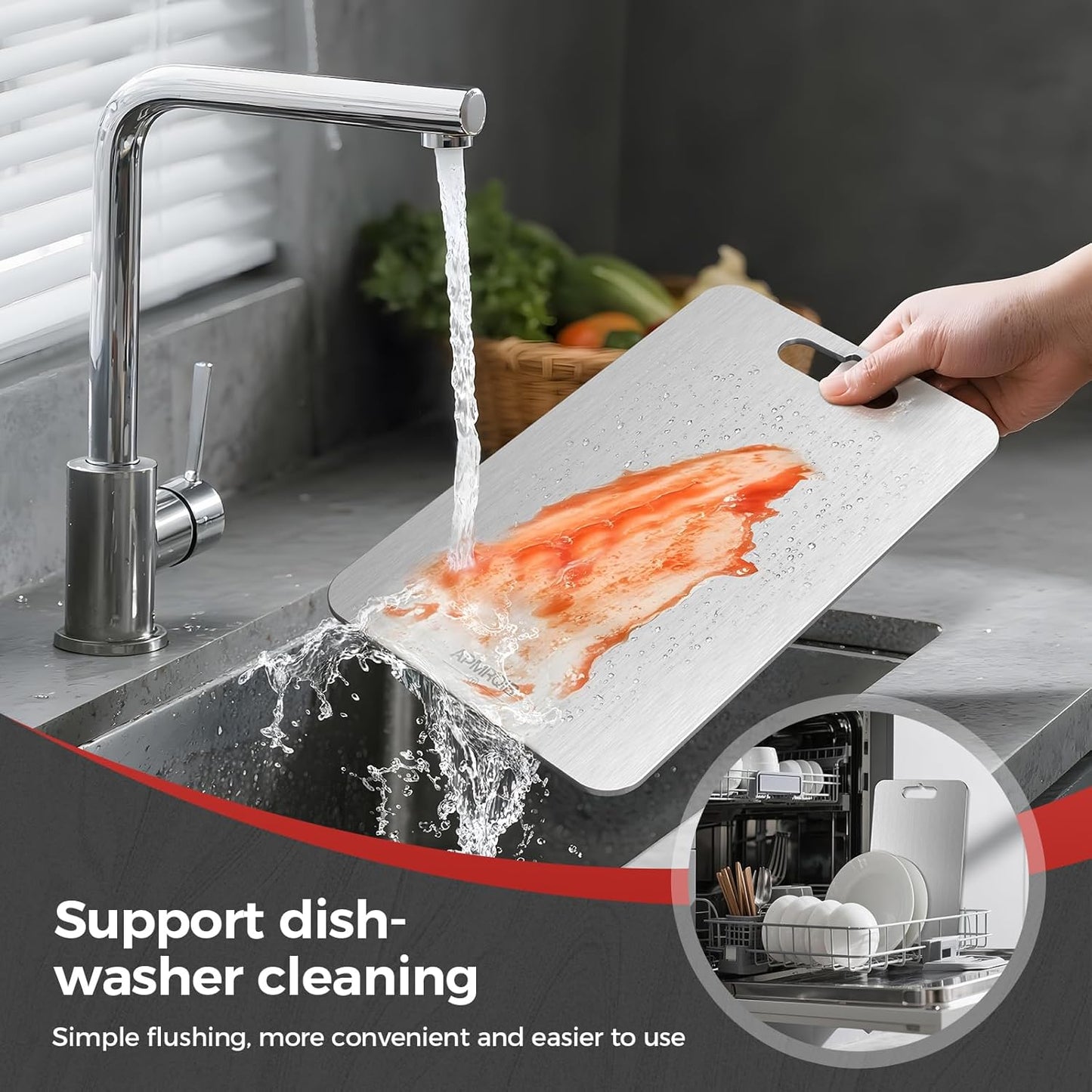 Titanium Cutting Board Set of 3,100% Pure Titanium Cutting Boards for Kitchen, Double Sided Non Toxic Cutting Board, Ideal Charcuterie & Chopping for Meat, Hygiene Durable Dishwasher（S+M+L)