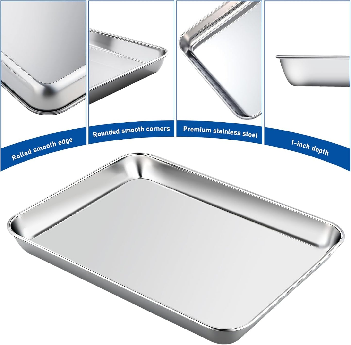 Baking Sheet with Rack Set,10.2 Inch Stainless Steel Baking Pan Tray Cookie Sheet with Cooling Racks,Nonstick Bacon Cookie Trays for Cooking Roasting,Dishwasher Safe,Heavy Duty & Easy Clean