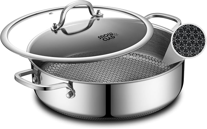 Saute Pan,Hybrid Non Stick 6.5 Quart Everyday pan,Chicken Fryer, PFOA Free Cookware,12.5 inch Deep Frying Pans with Lid,Dishwasher and Oven Safe,Works on Induction,Ceramic and Gas Cooktops