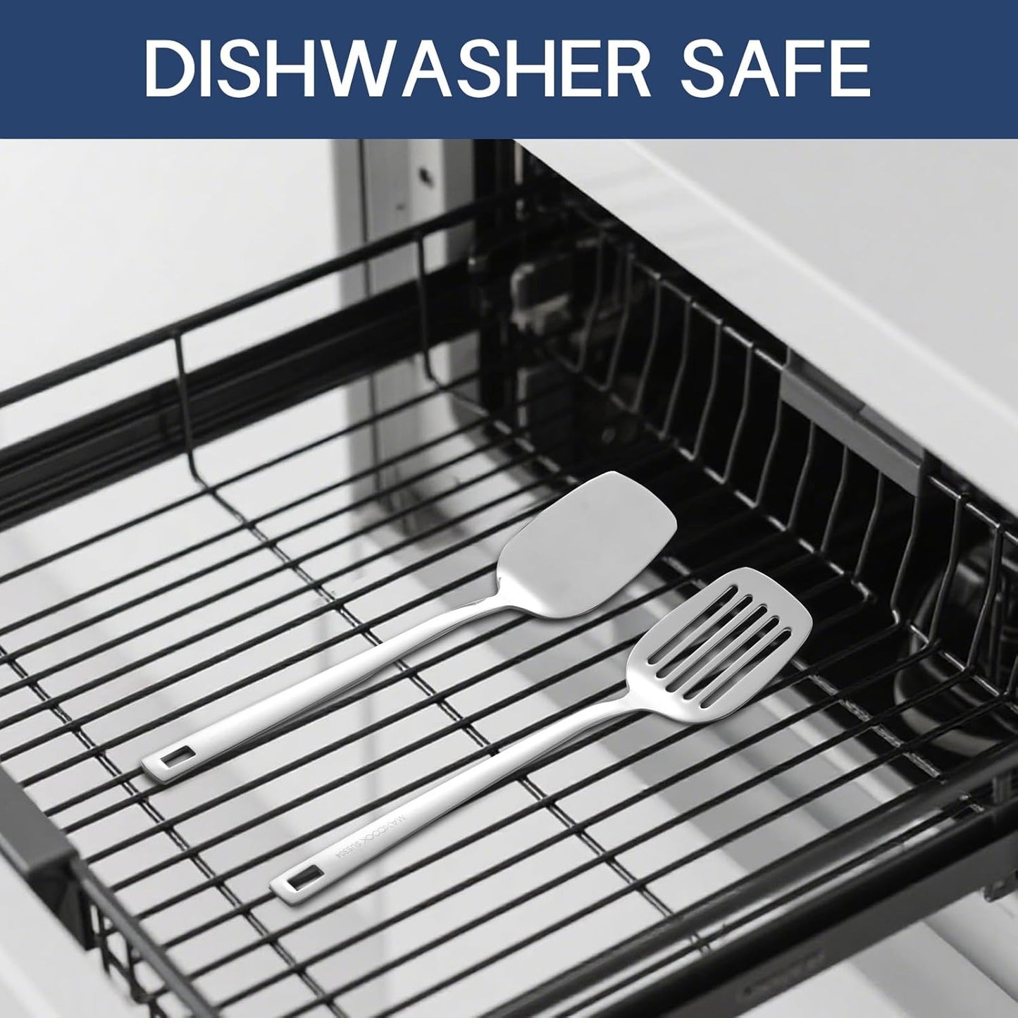 Professional Stainless Steel Cooking Utensils Set, 2 Pcs Metal Spatula Wok Turner, Wok Spatula Kitchen Cooking Tools for Sauteing, Flipping, Grilling (Dishwasher Safe)