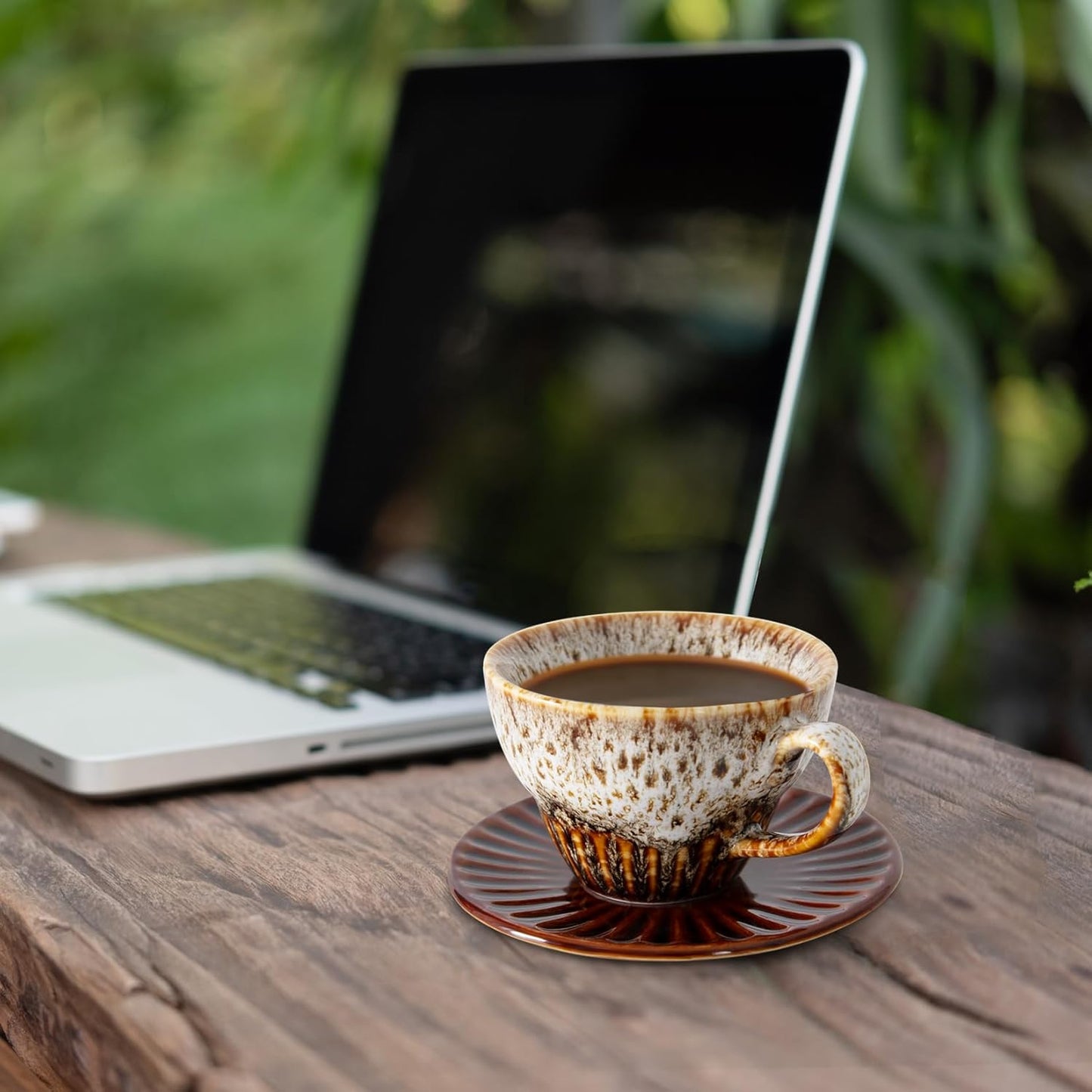 4 oz Espresso Cups Set of 2, Ceramic Cappuccino Cups with Saucers, Durable Porcelain Tea Set & Modern Coffee Cup Collection, Coffee Lover Gifts, Glazed White